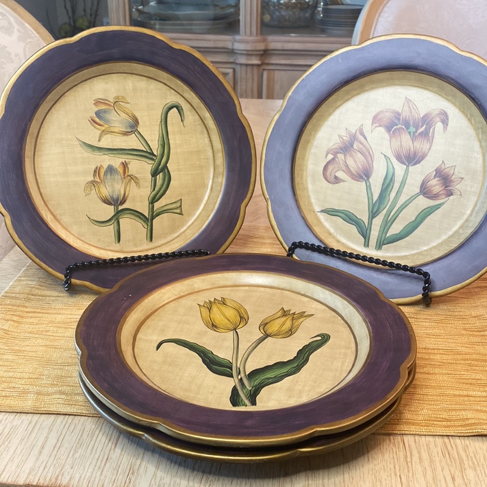 Vintage TOYO Decorative Plates Assorted Flowers 4 Plates